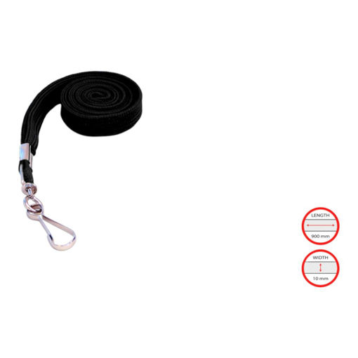 Picture of LANYARD 10MM WITH SWIVEL HOOK BLACK - 90CM LENGTH